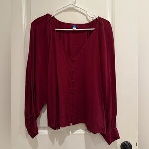 Old Navy Burgundy Button-Front Blouse